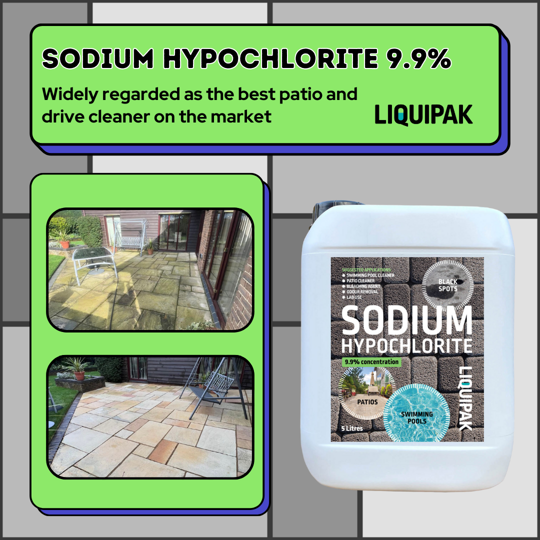 Sodium Hypochlorite 9.9% Concentration | Patio Cleaner