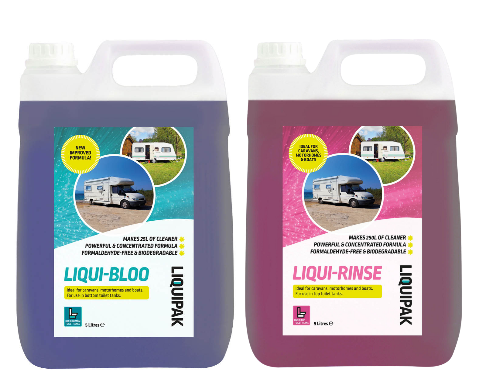 Caravan Toilet Chemicals Bundle Liqui Bloo 5L + Liqui Rinse 5L | Liquipak
