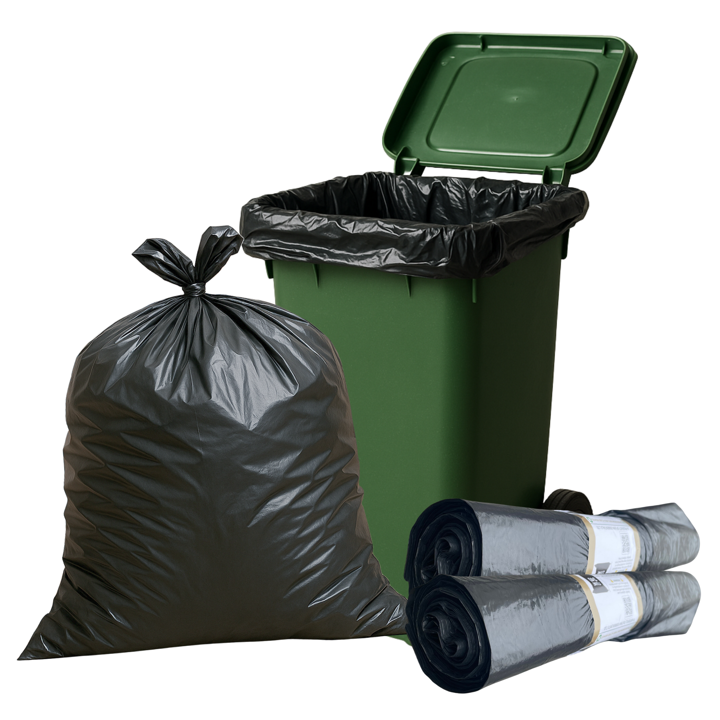 Liquipak 240L Heavy Duty Black Bin Liners – Strong Recycled Bags for Wheelie Bins