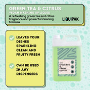 Liquipak - Green Tea & Citrus Vegan Washing Up Liquid Info