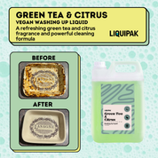 Liquipak - Green Tea & Citrus Vegan Washing Up Liquid Before and After