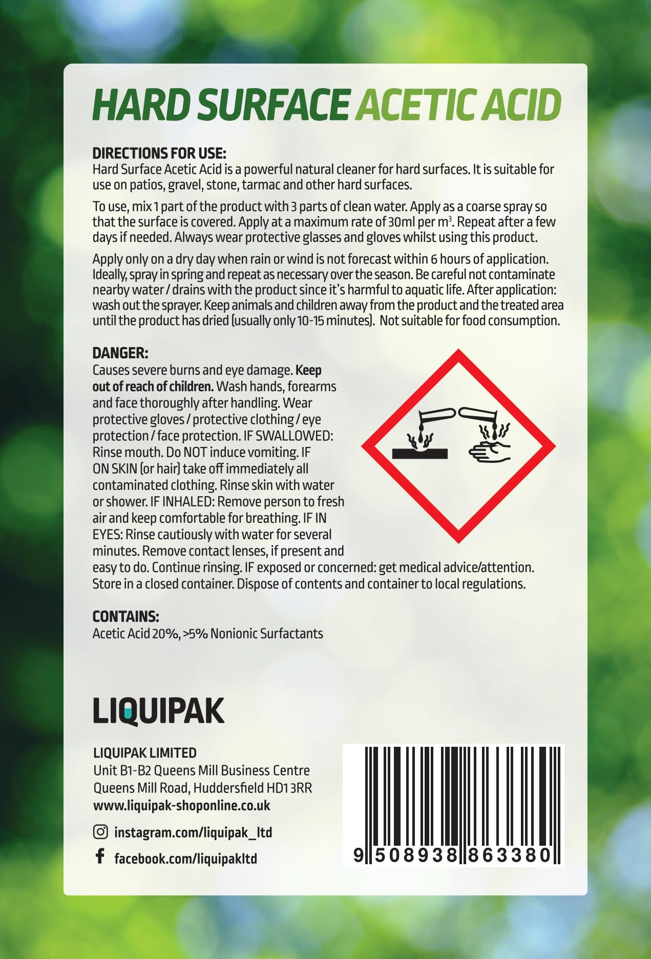 acetic acid back label