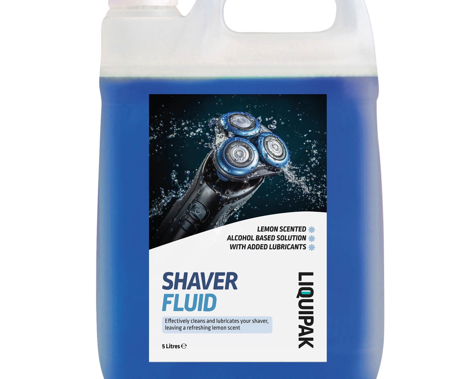 Liquipak shaver cleaning fluid compatible with Braun and Philips electric razors 5L | Liquipak