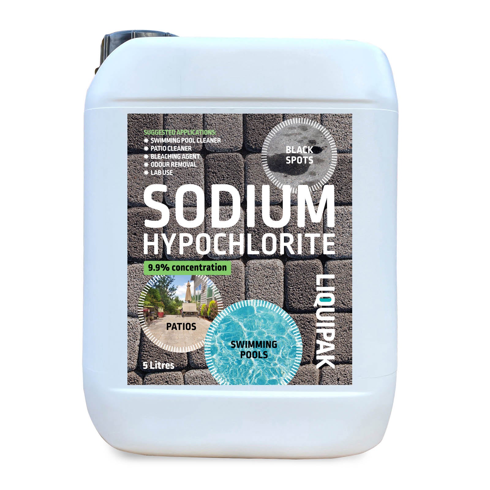 Sodium Hypochlorite 9.99% Concentration 5L Patio Cleaner | Liquipak