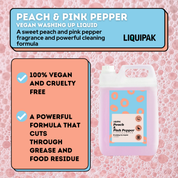 Liquipak - Peach & Pink Pepper Vegan Washing Up Liquid Info