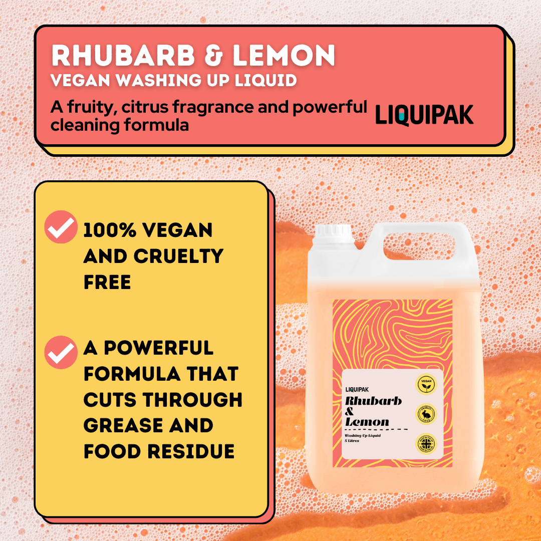 Liquipak - Rhubarb & Lemon Vegan Washing Up Liquid Info
