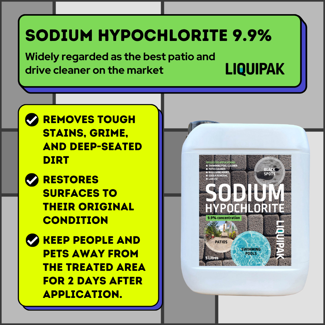 Sodium Hypochlorite 9.9% Concentration | Patio Cleaner