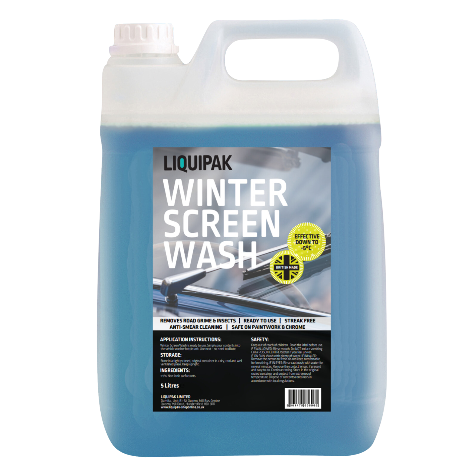 Liquipak Winter Screenwash - Ready to Use 5L, 10L, 20L Formula for Frost & Ice Removal
