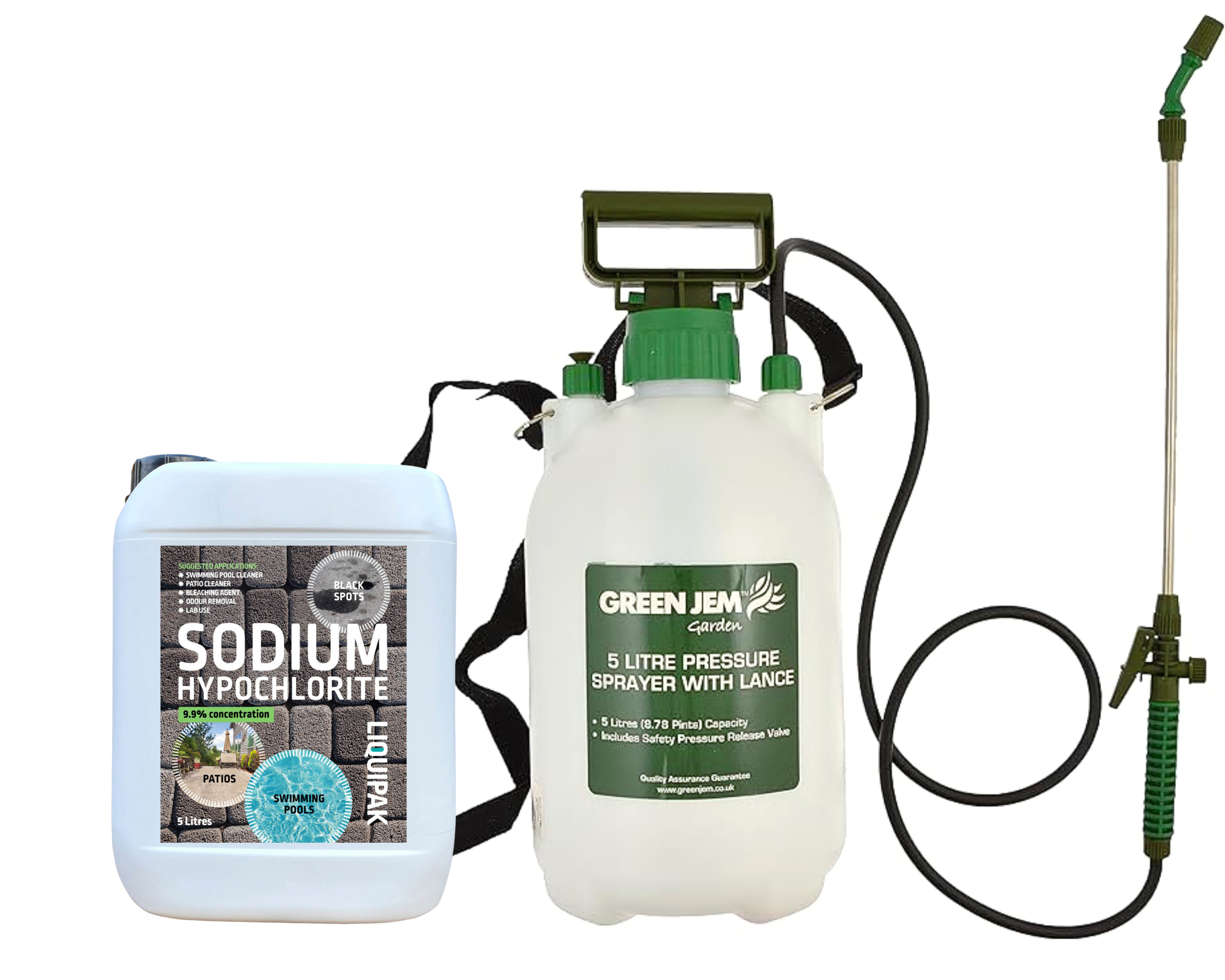 Sodium Hypochlorite 9.9% 5L + Pressure Sprayer