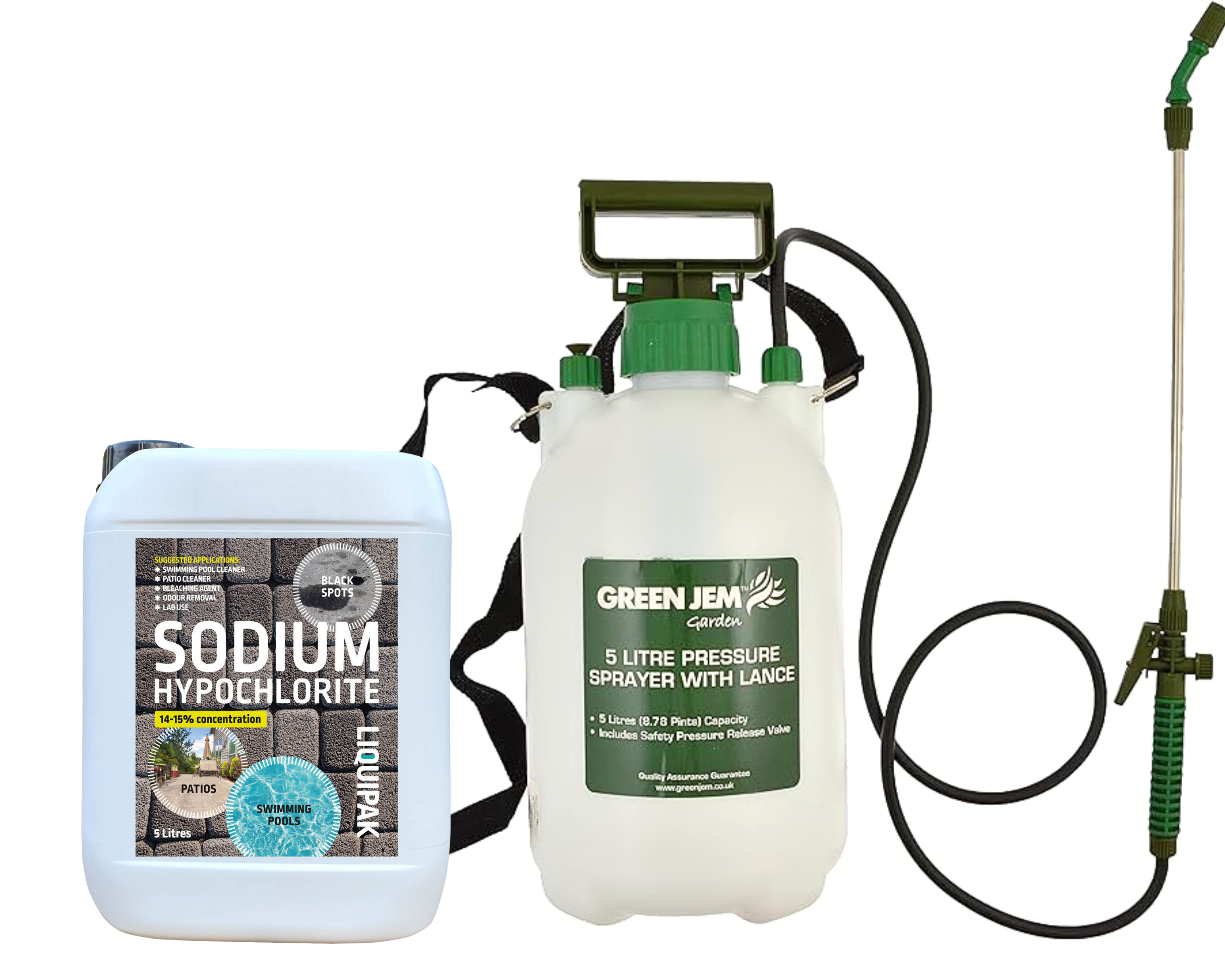 Sodium Hypochlorite 14 - 15% + Pressure Sprayer 5L | Liquiak