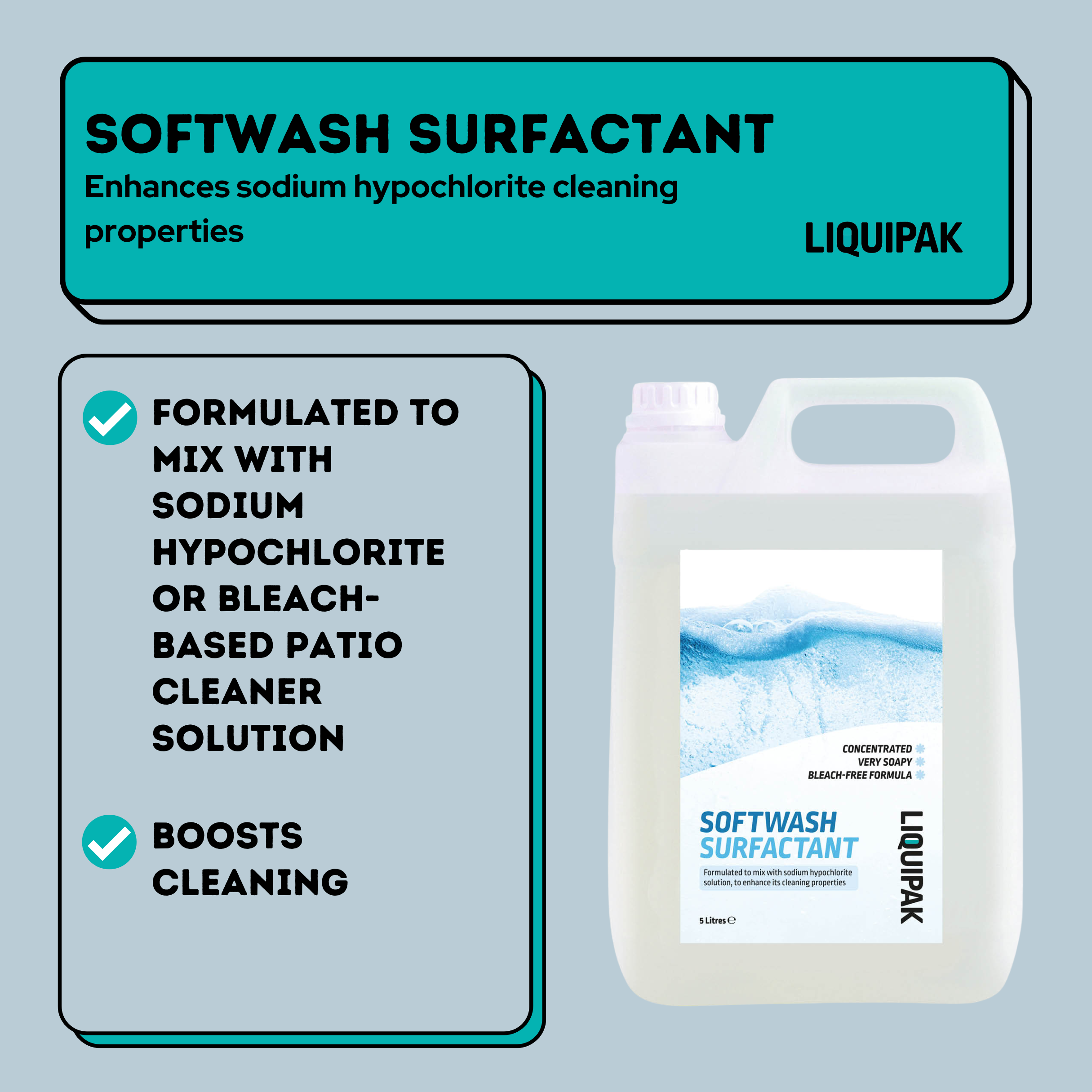 Sodium Hypochlorite 14 - 15% 5L & SoftWash Surfactant 5L