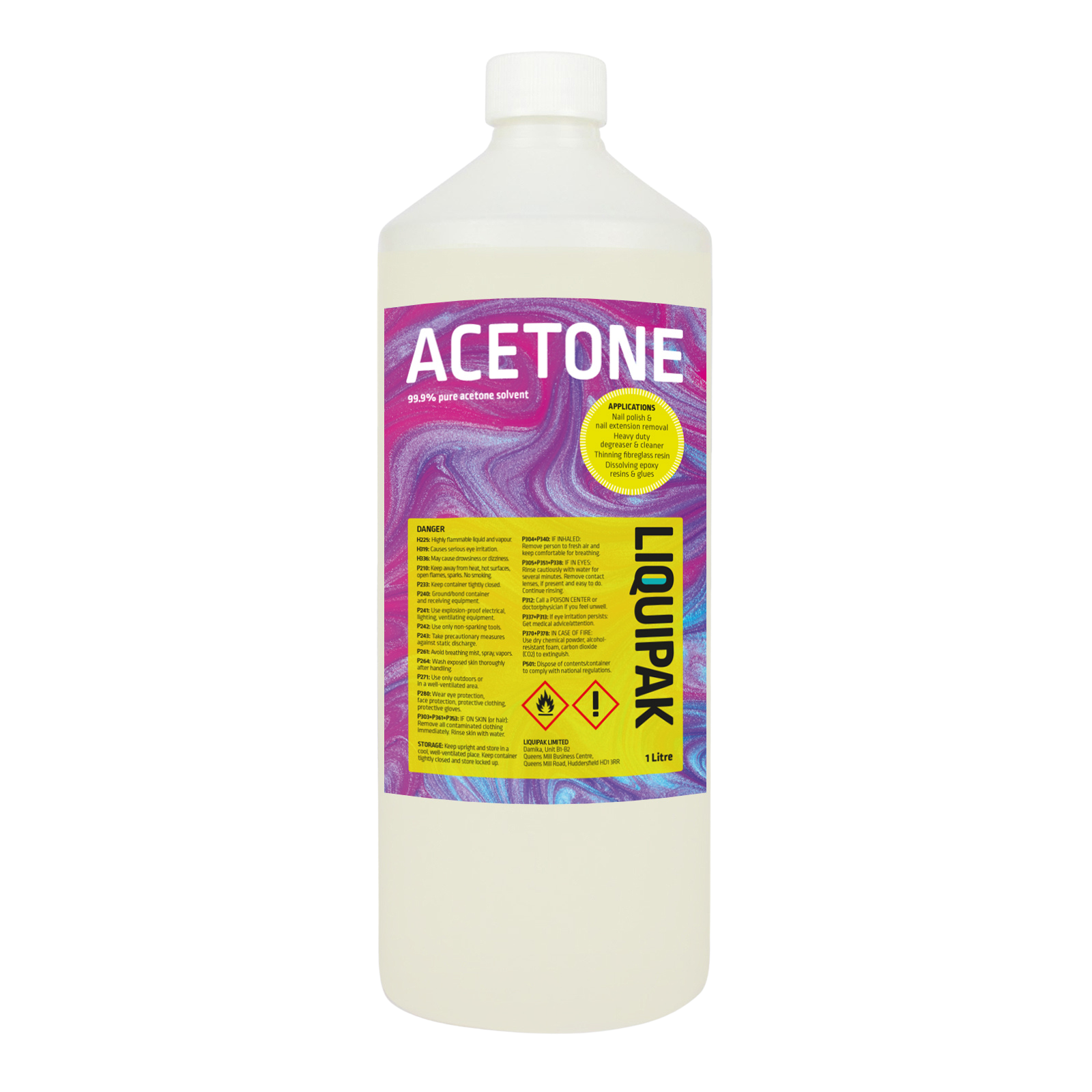 Liquipak - Acetone 99.9% 1 Litre | Nail Polish Remover