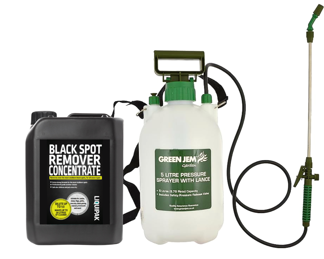 Liquipak - Black Spot Remover Concentrate 5 Litre & Pressure Washer Sprayer Bundle