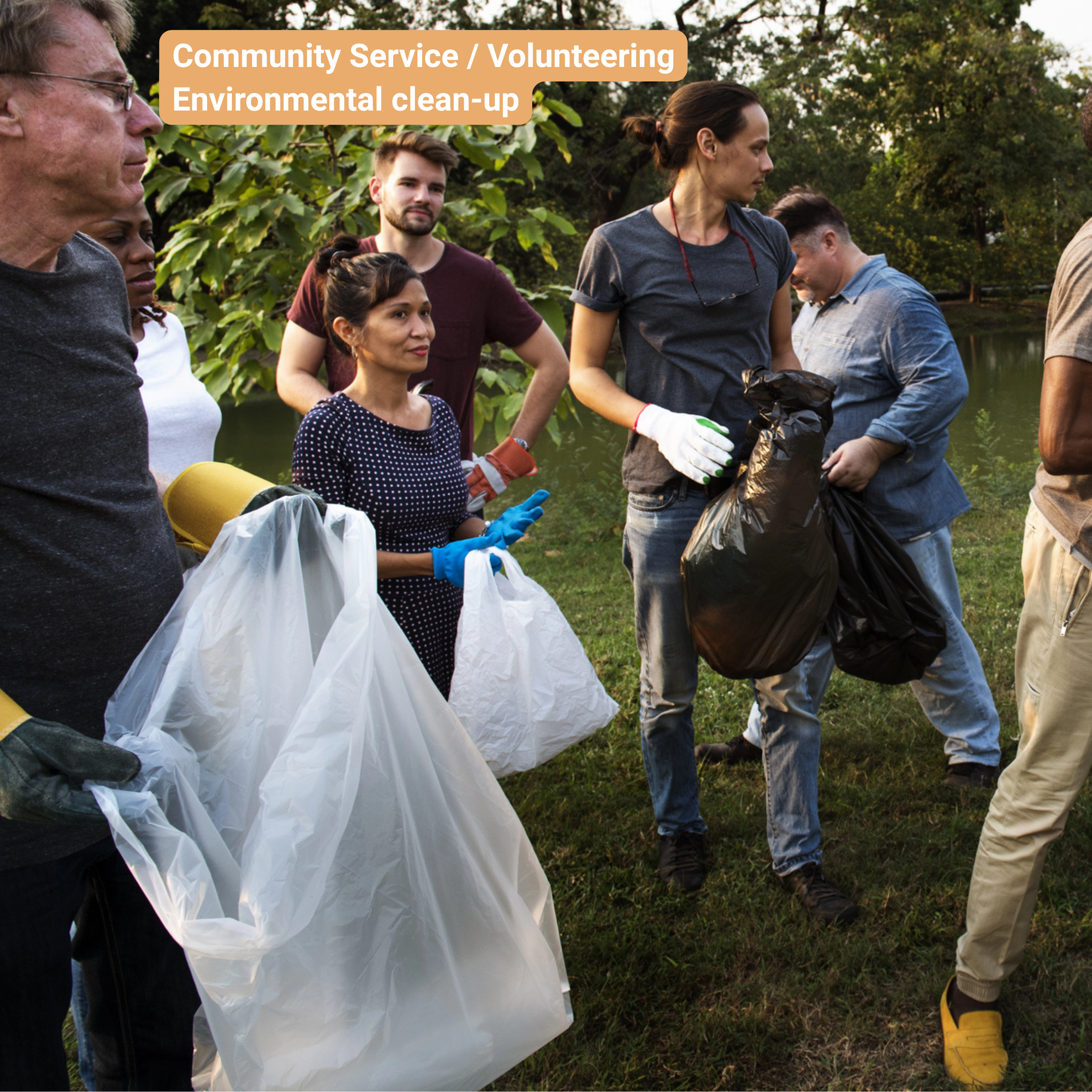 Group of people participating in an environmental clean-up activity outdoors | | Liquipak Medium Duty Clear Refuse Sacks