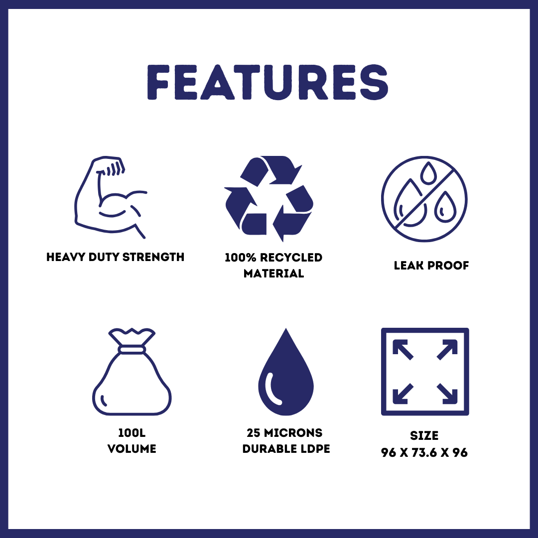 Liquipak Heavy-Duty Household Clear Refuse Sacks – 100L, Pack of 40 Large Recycling Bags