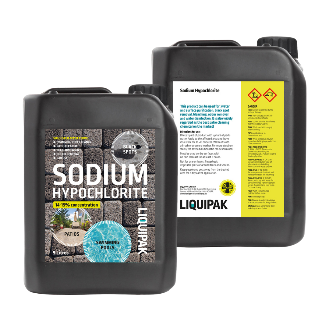 Liquipak - Sodium Hypochlorite 10 Litres Front and Back