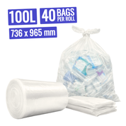 Liquipak Heavy-Duty Household Clear Refuse Sacks – 100L Large Recycling Bags