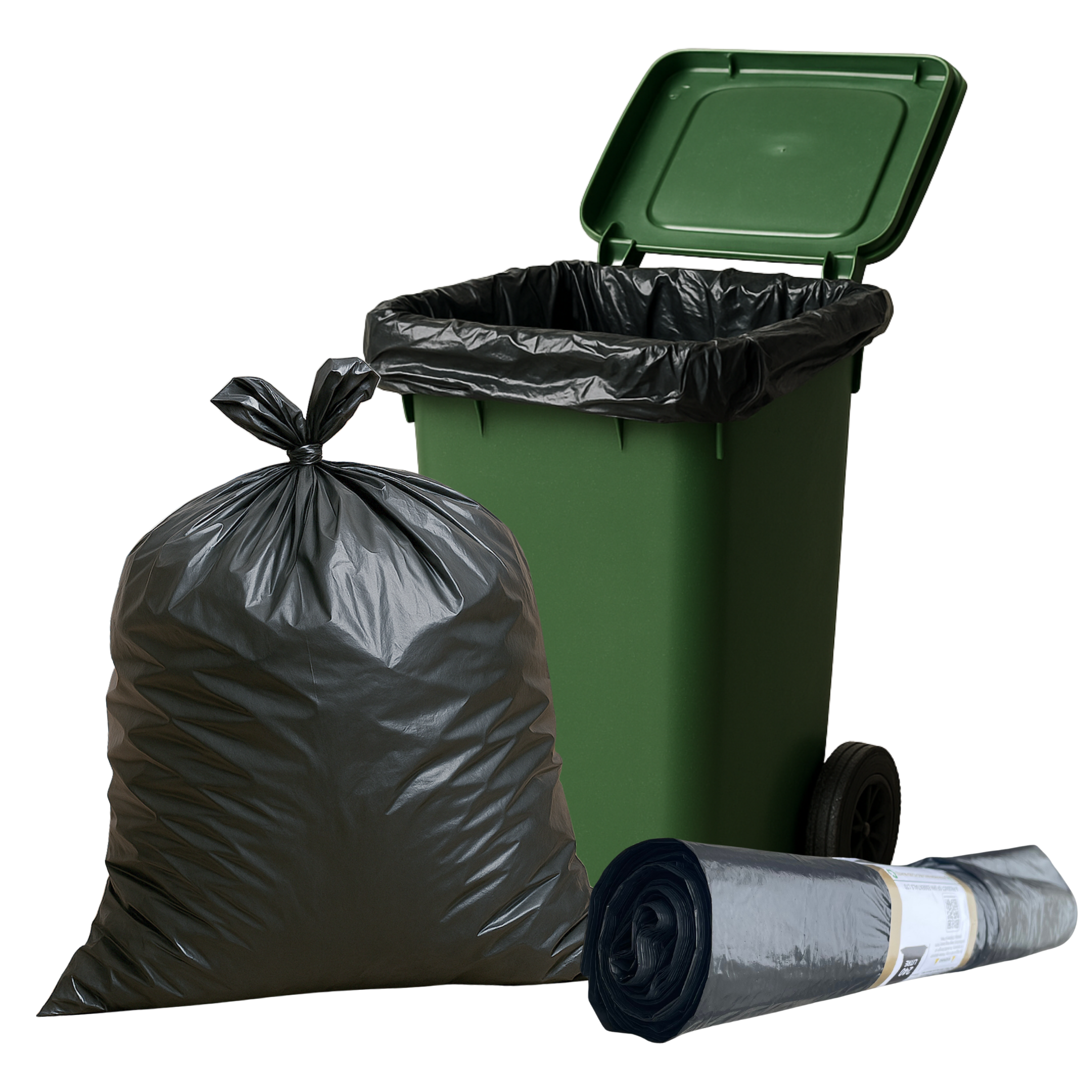 Liquipak 240L Heavy Duty Black Bin Liners – Strong Recycled Bags for Wheelie Bins