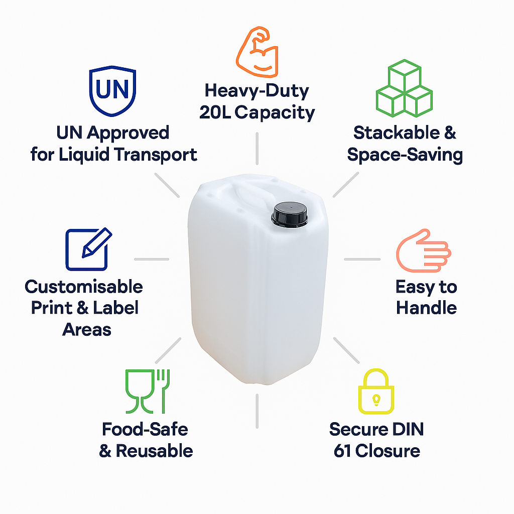 Liquipak 20L HDPE Water Container – Heavy Duty Stackable Jerry Can