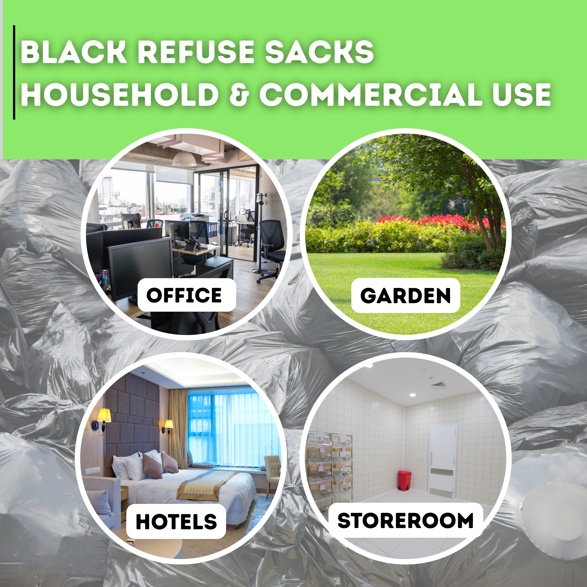 Black Refuse Sacks 200 Pack (Flat Pack) – Medium, Heavy & Extra Heavy Duty Bin Bags