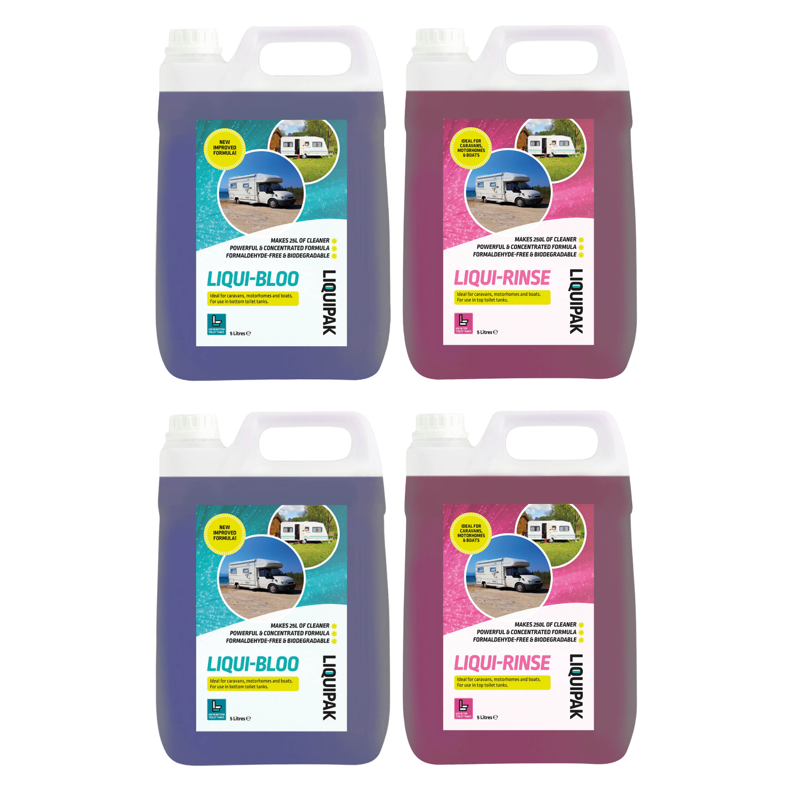 Caravan Toilet Chemicals Bundle Liqui Bloo 10L + Liqui Rinse 10L | Liquipak