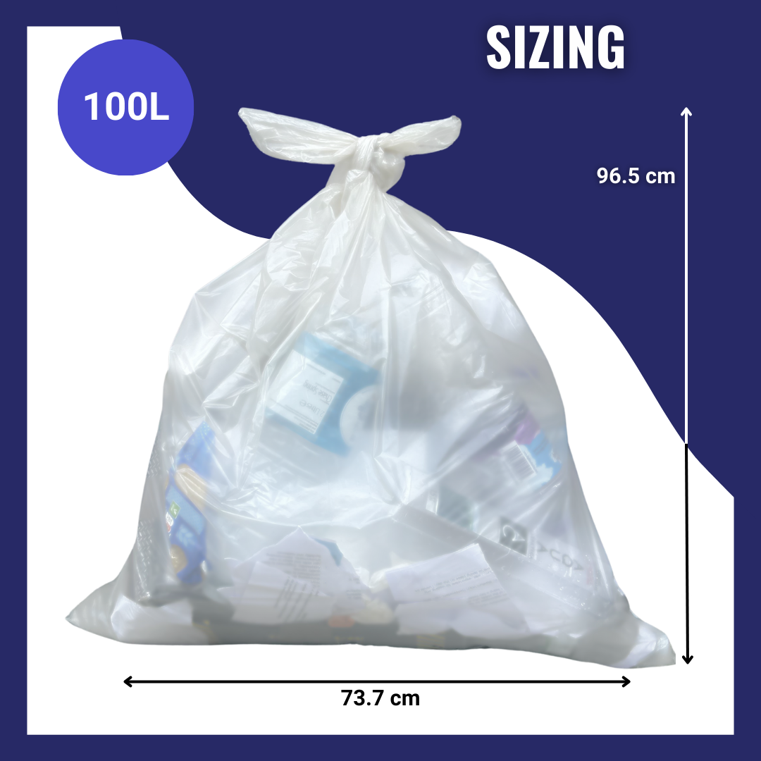 Liquipak Heavy-Duty Household Clear Refuse Sacks – 100L, Pack of 40 Large Recycling Bags