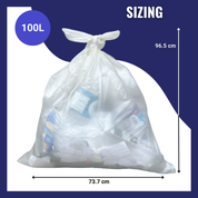 Liquipak Heavy-Duty Household Clear Refuse Sacks – 100L, Pack of 40 Large Recycling Bags