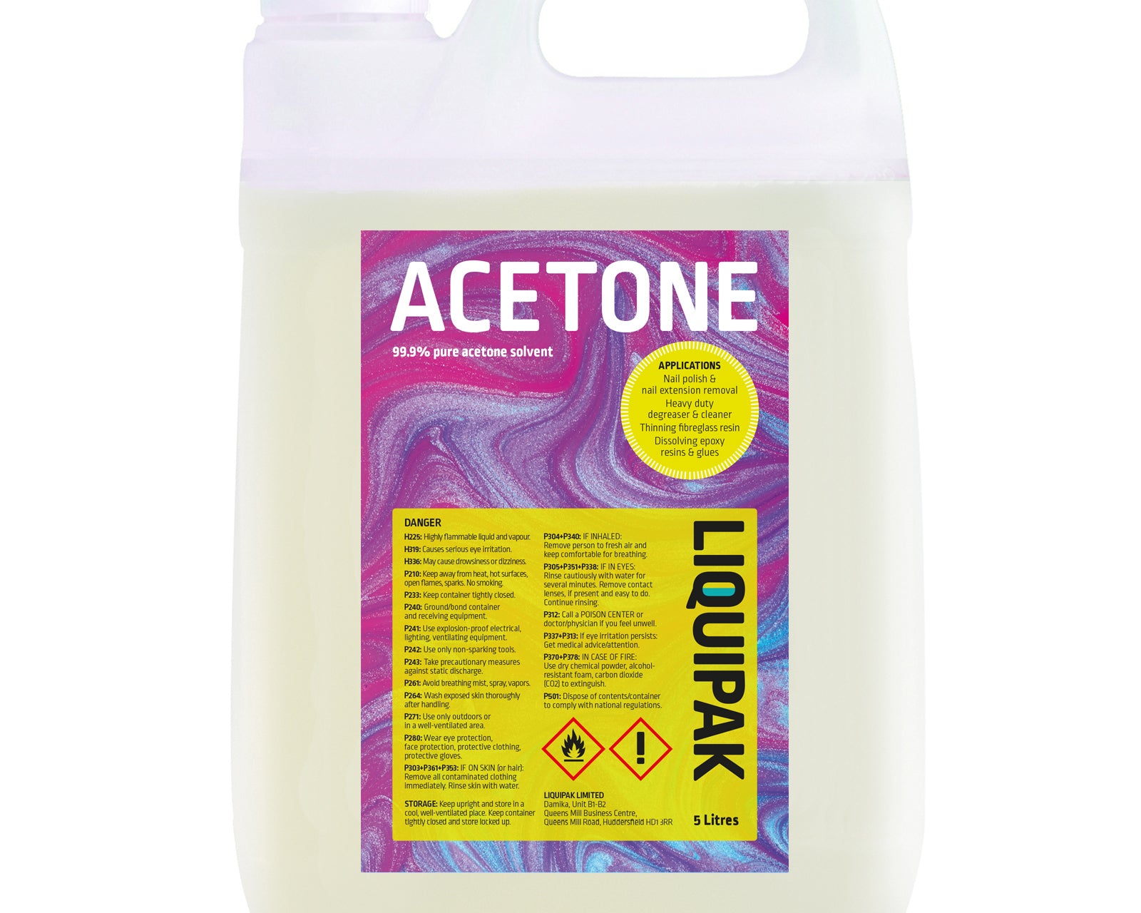 Liquipak - Acetone 99.9% 5Litres | Nail Polish Remover