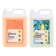 Vegan Washing Up Liquid Rhubarb & Lemon Fragrance with White Vinegar - Sicilian Lemon Scent Bundle | Liquipak