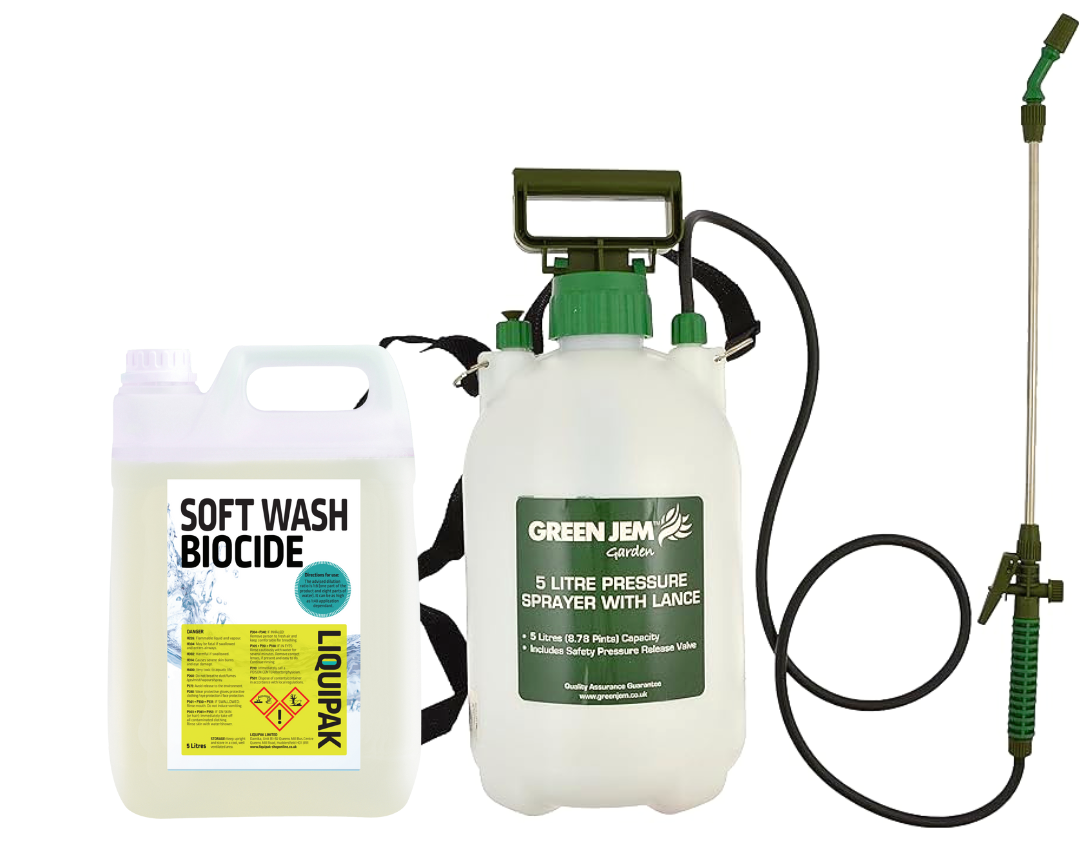 Liquipak - Softwash Biocide 5 Litres & Pressure Washer Sprayer