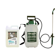 Green Jem pressure sprayer with lance and a container labeled 'BAC 50 Powerwash' on a white background | Liquipak