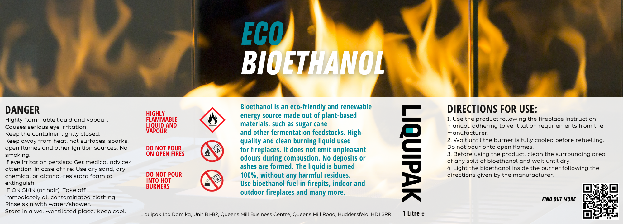 1L Bioethanol Fuel For Fireplaces