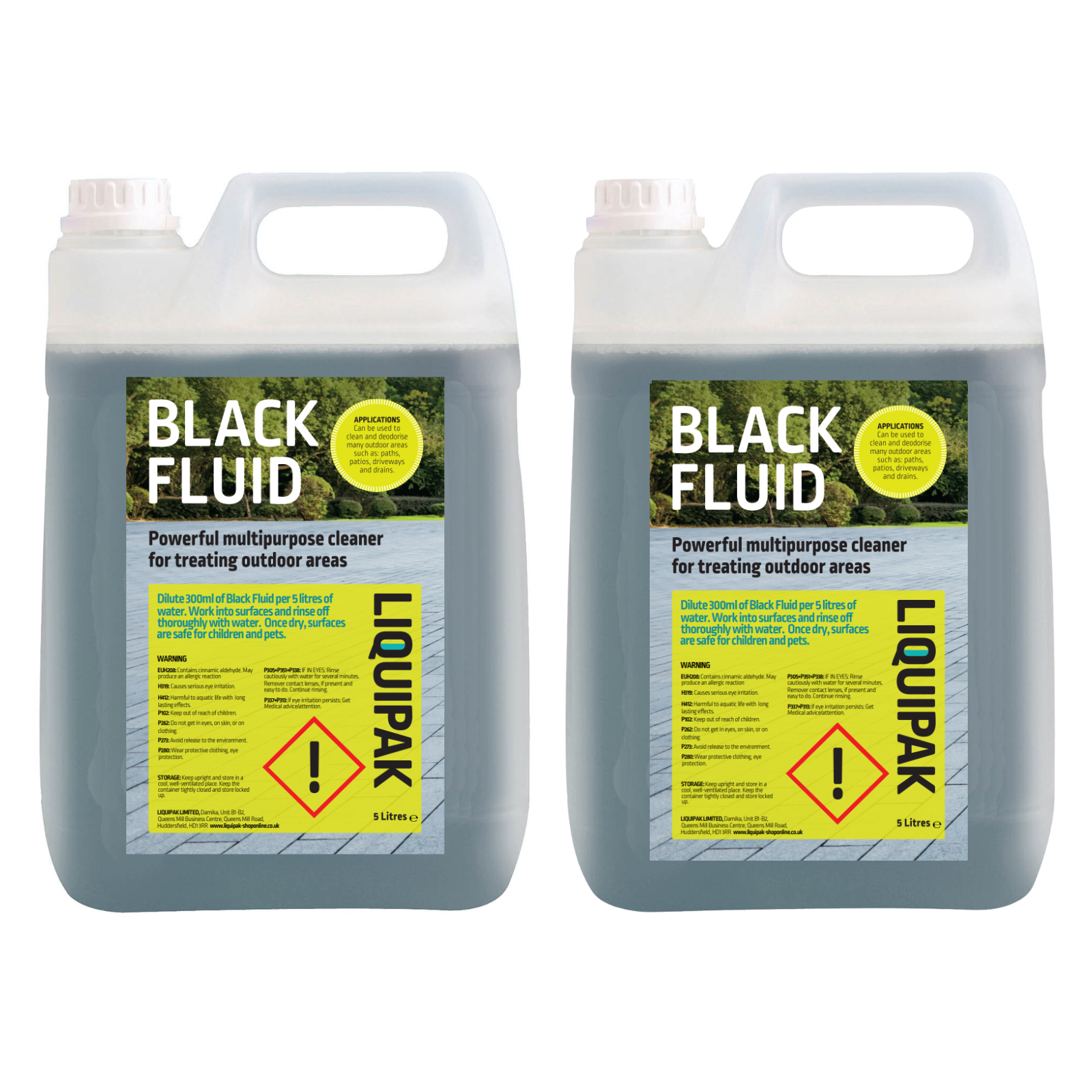 Black Fluid 2 x 5L Path & Patio Outdoor Cleaning Disinfectant | Liquipak