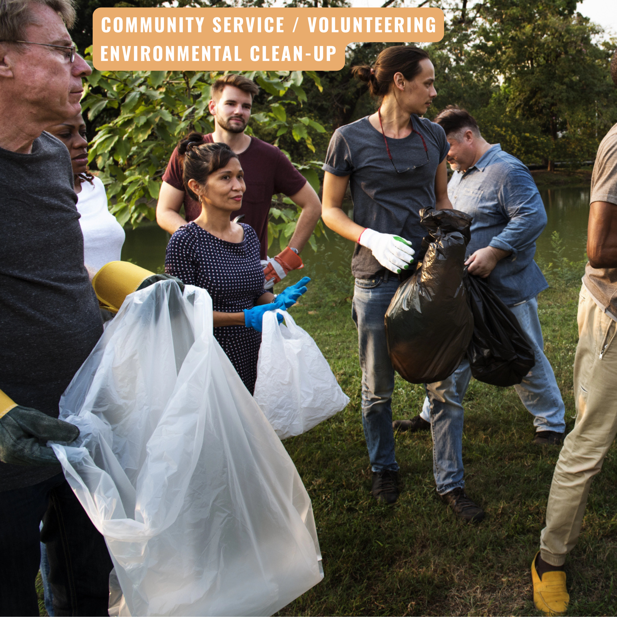 Group of people participating in an environmental cleanup event with trash bags and gloves | Liquipak