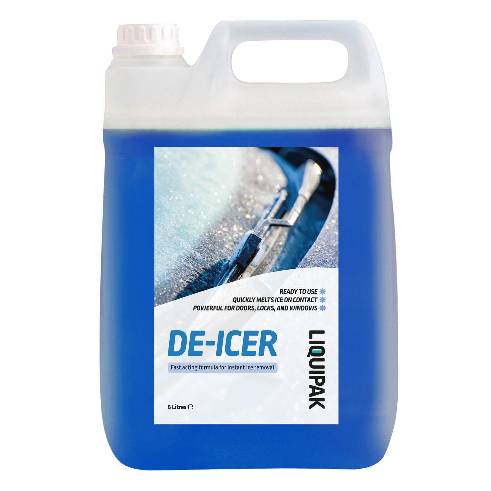 Liquipak de-icer container on a white background 5L