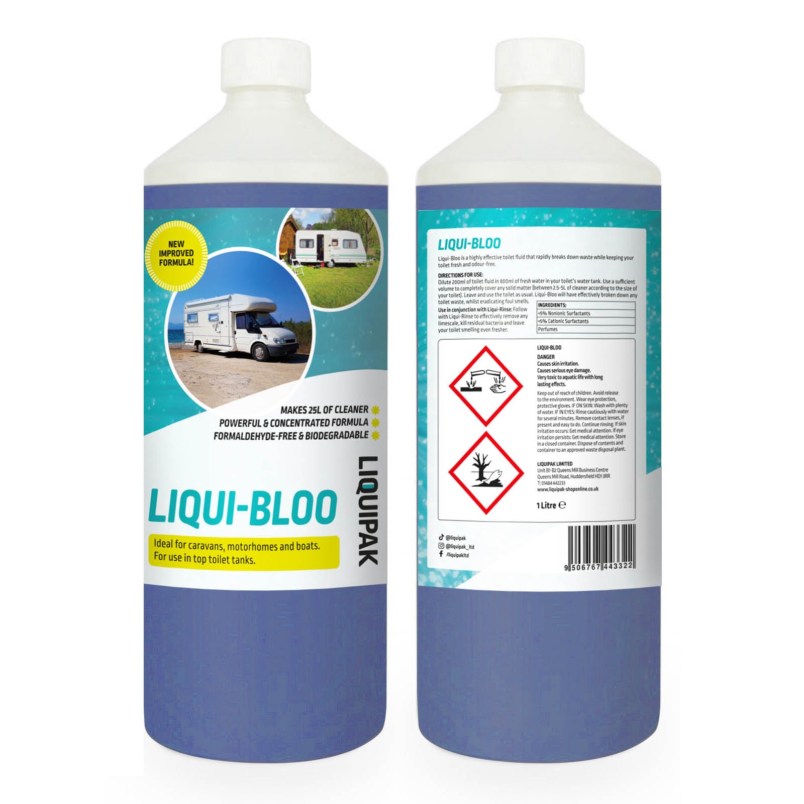 Liquipak - Liqui-Bloo Caravan Toilet Cleaner 1 Litres - Back Label Information