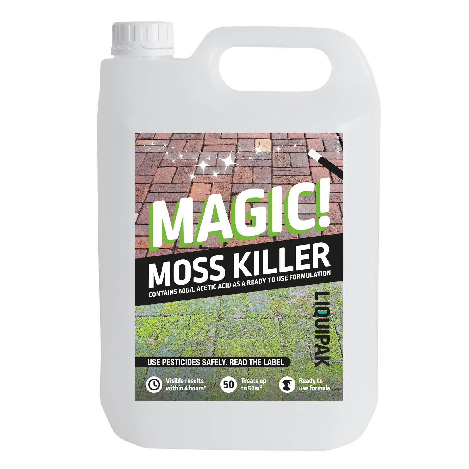 Liquipak Moss Killer – Glyphosate-free weed and moss control with trigger hose, available in 5L,  ready-to-use container