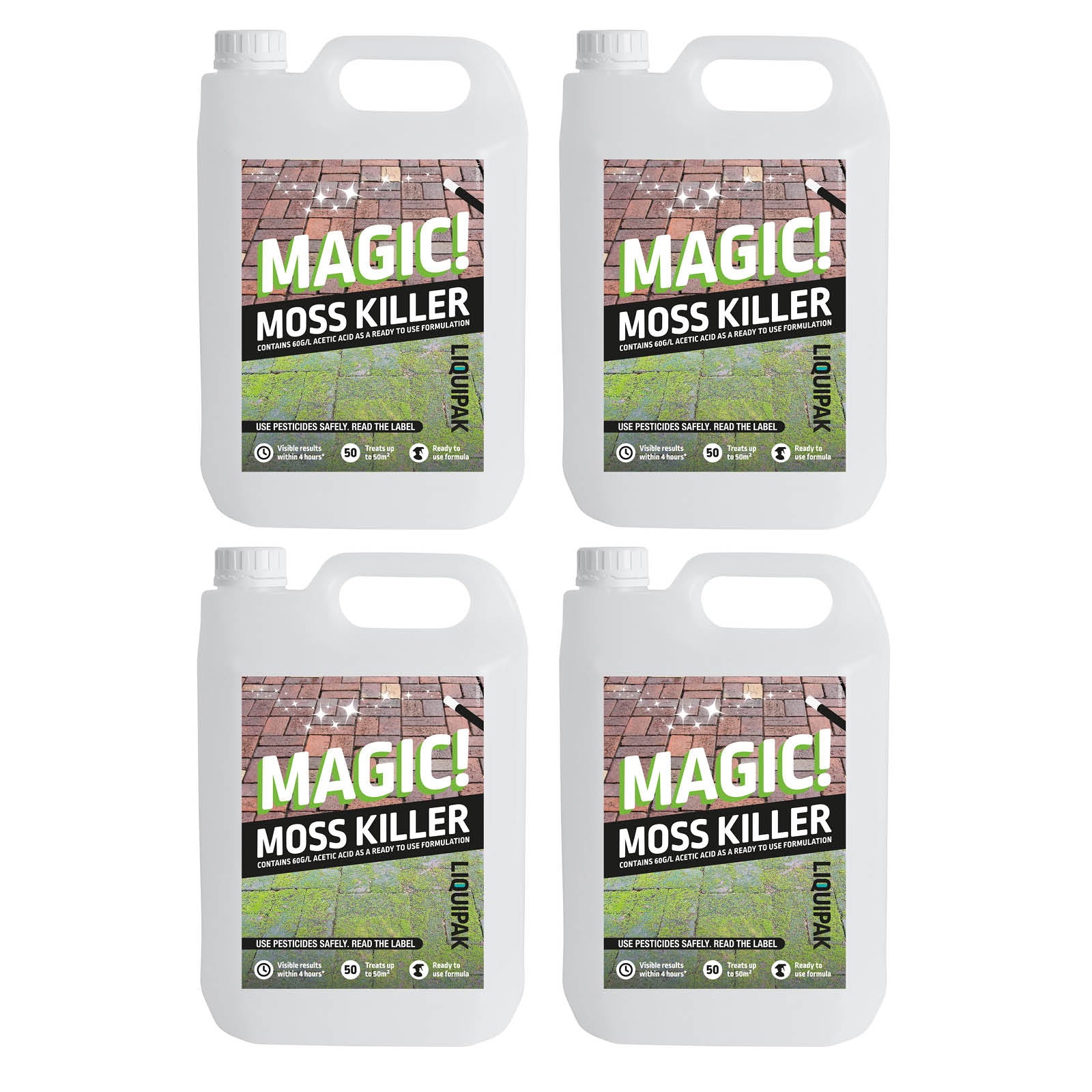 Liquipak Moss Killer – Glyphosate-free weed and moss control with trigger hose, available in 20L,  ready-to-use containers