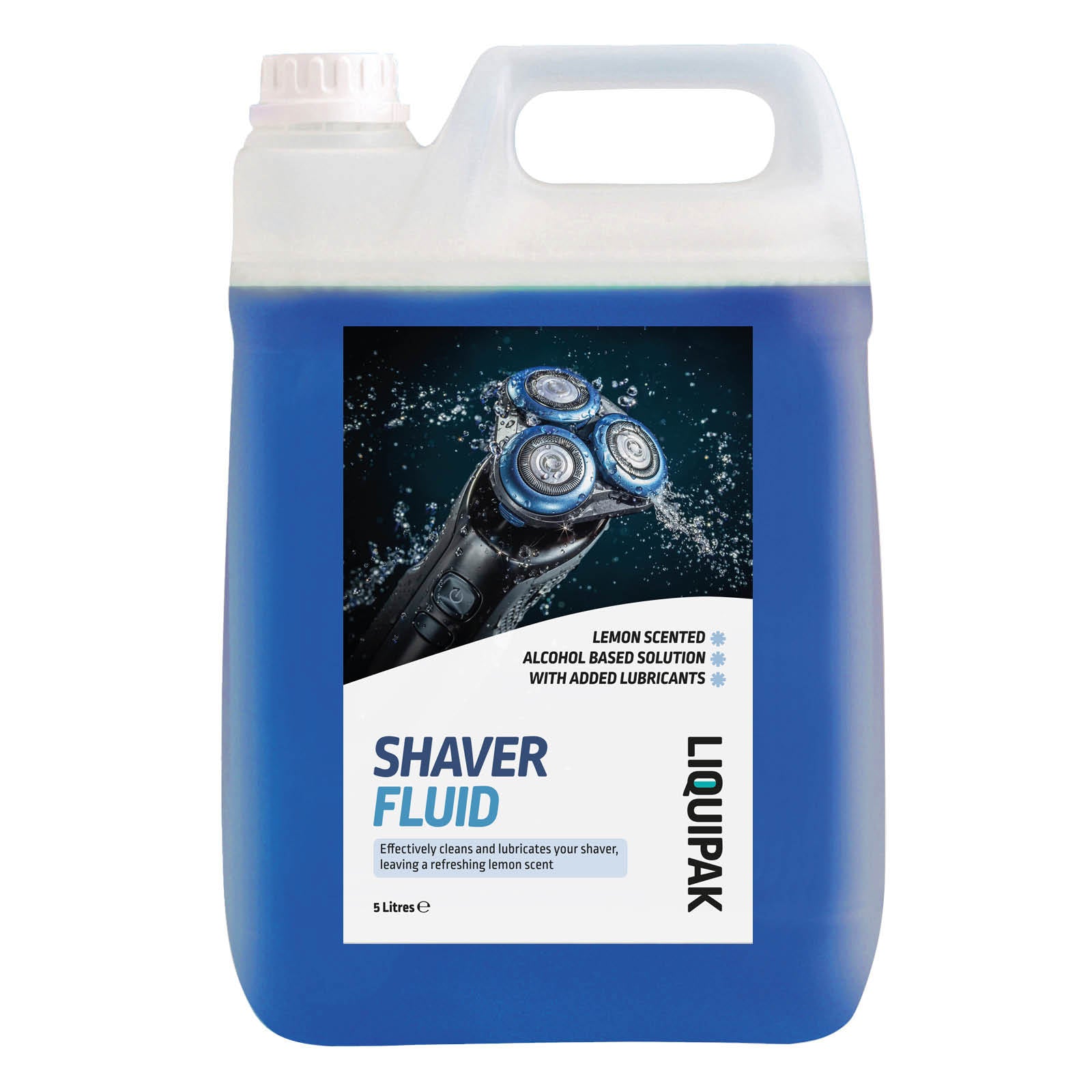 Liquipak shaver cleaning fluid compatible with Braun and Philips electric razors 5L | Liquipak
