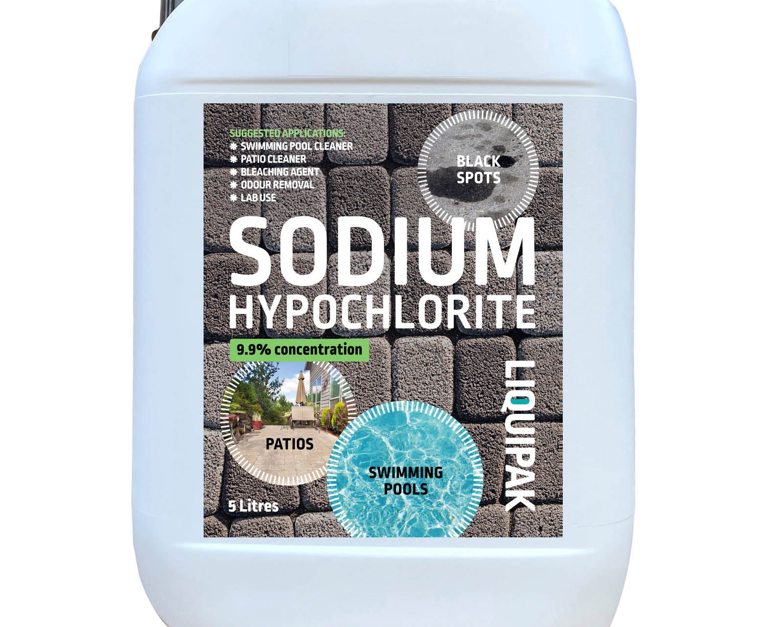 Sodium Hypochlorite 9.99% Concentration 5L Patio Cleaner | Liquipak