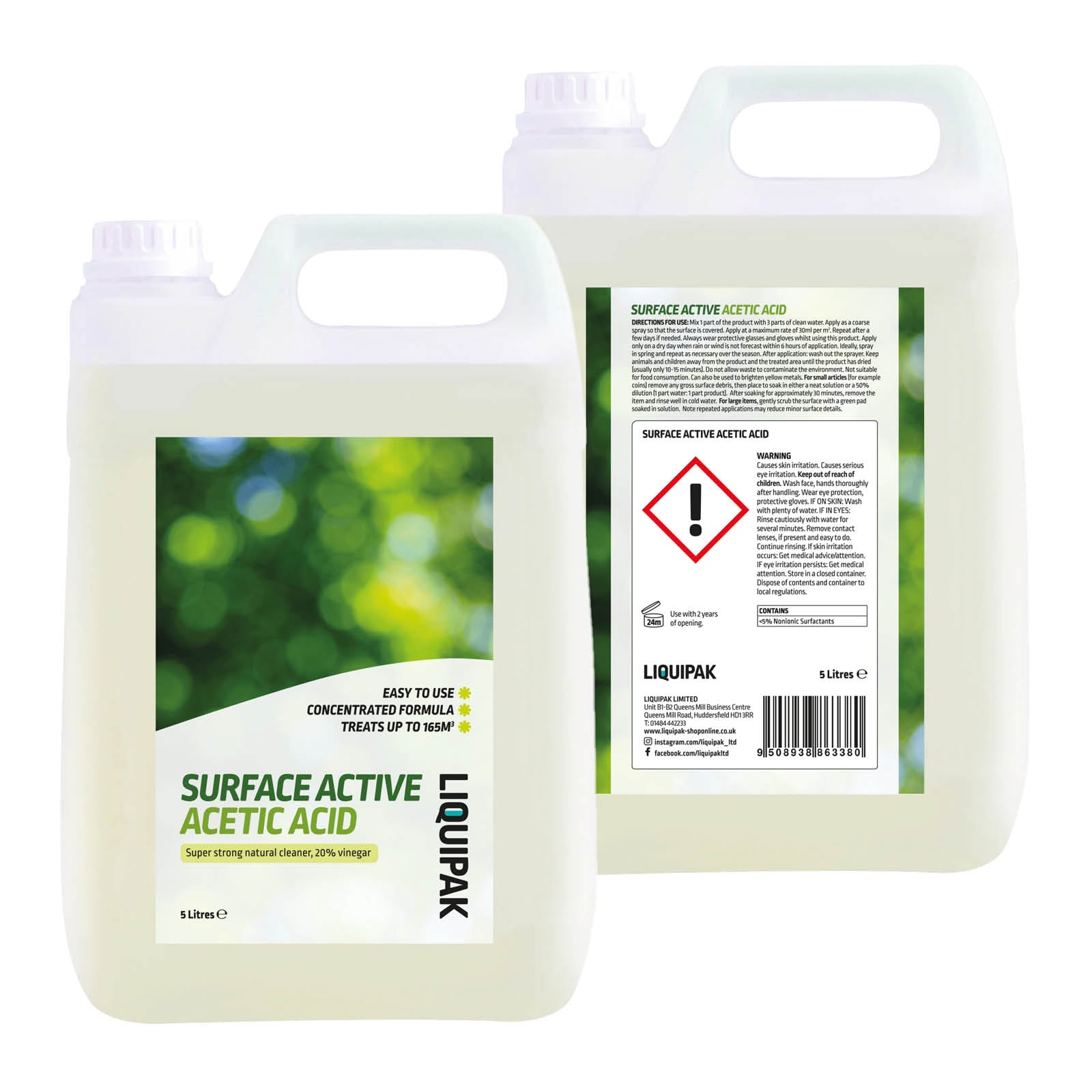 Surface Active Acetic Acid 5L front and back