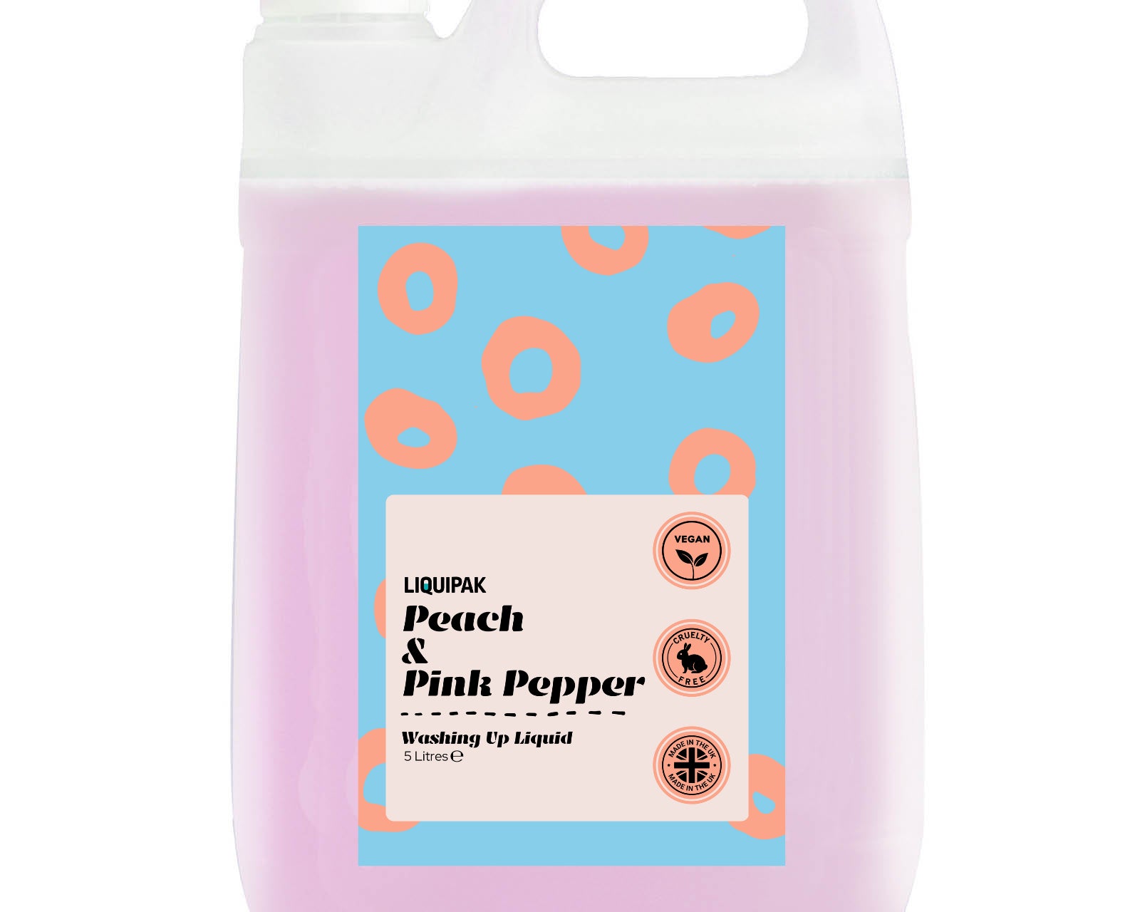 Liquipak - Peach & Pink Pepper Vegan Washing Up Liquid 5 Litres