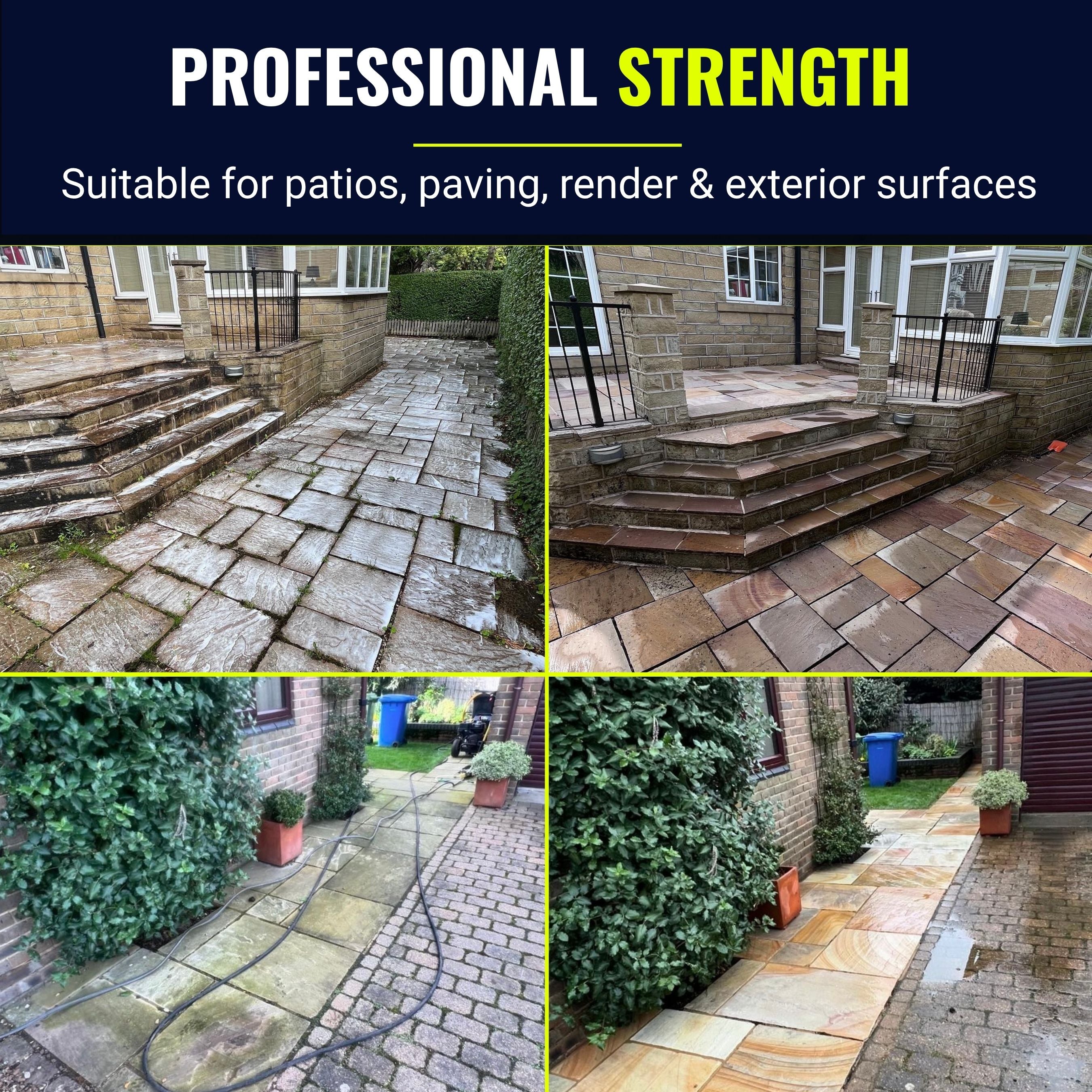 Sodium Hypochlorite 14 - 15% PROFESSIONAL STRENGTH CLEANING.
Helps remove black spots, algae & organic staining | Liquipak