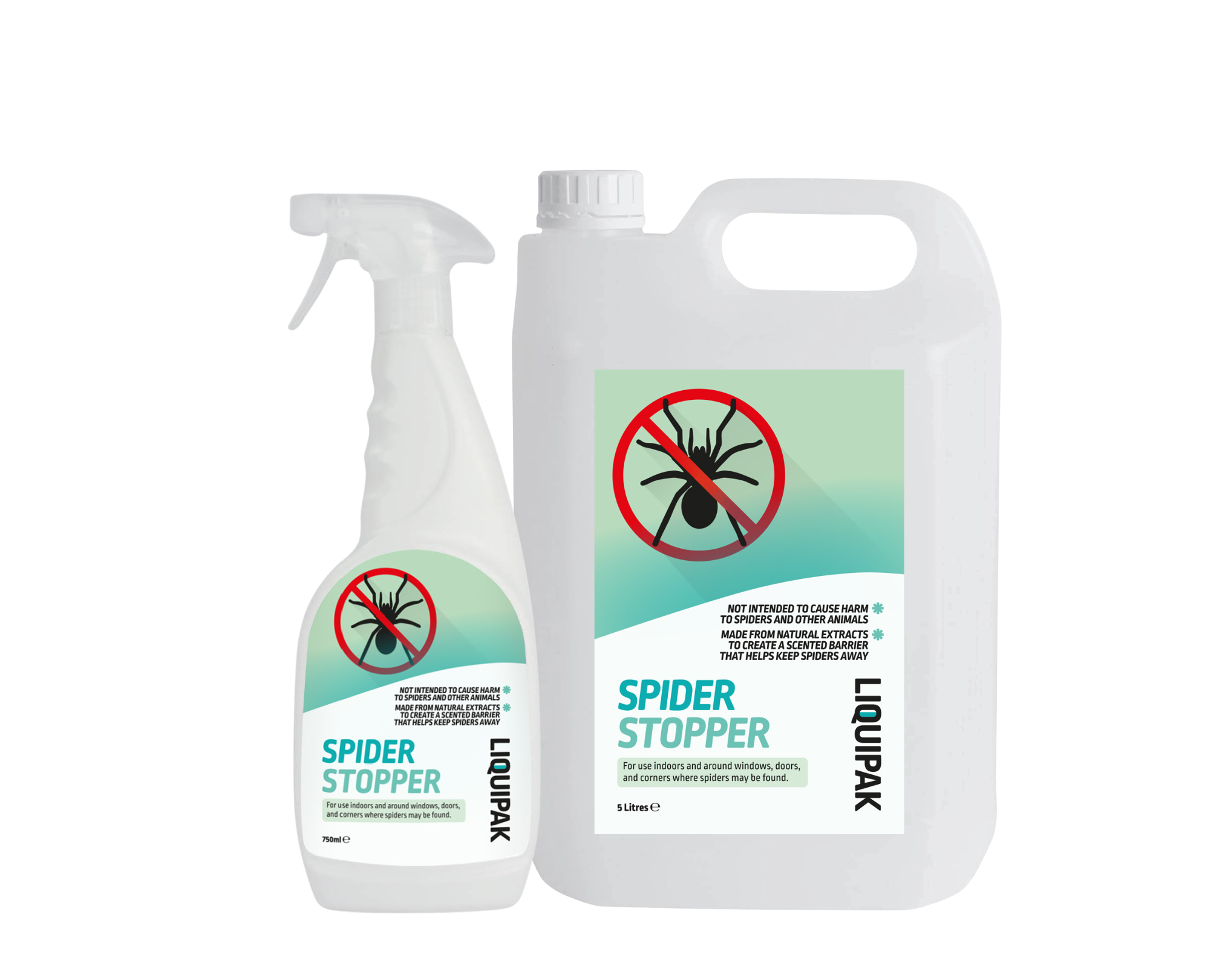 Spider Stopper spray bottle and container on a white background | Liquipak