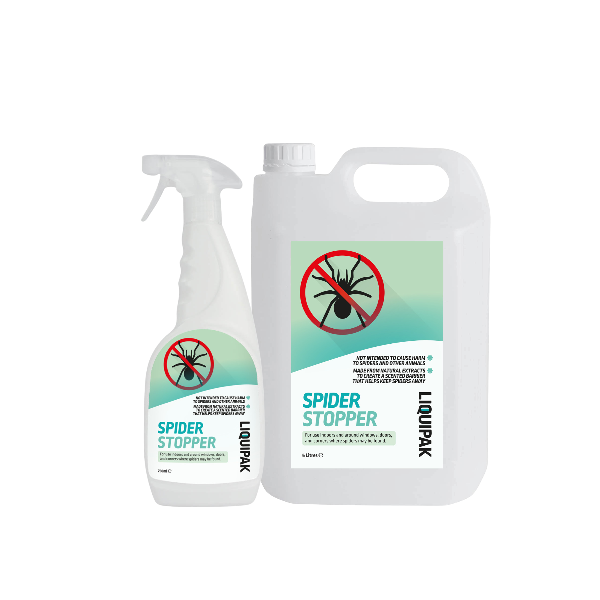 Spider Stopper spray bottle and container on a white background | Liquipak