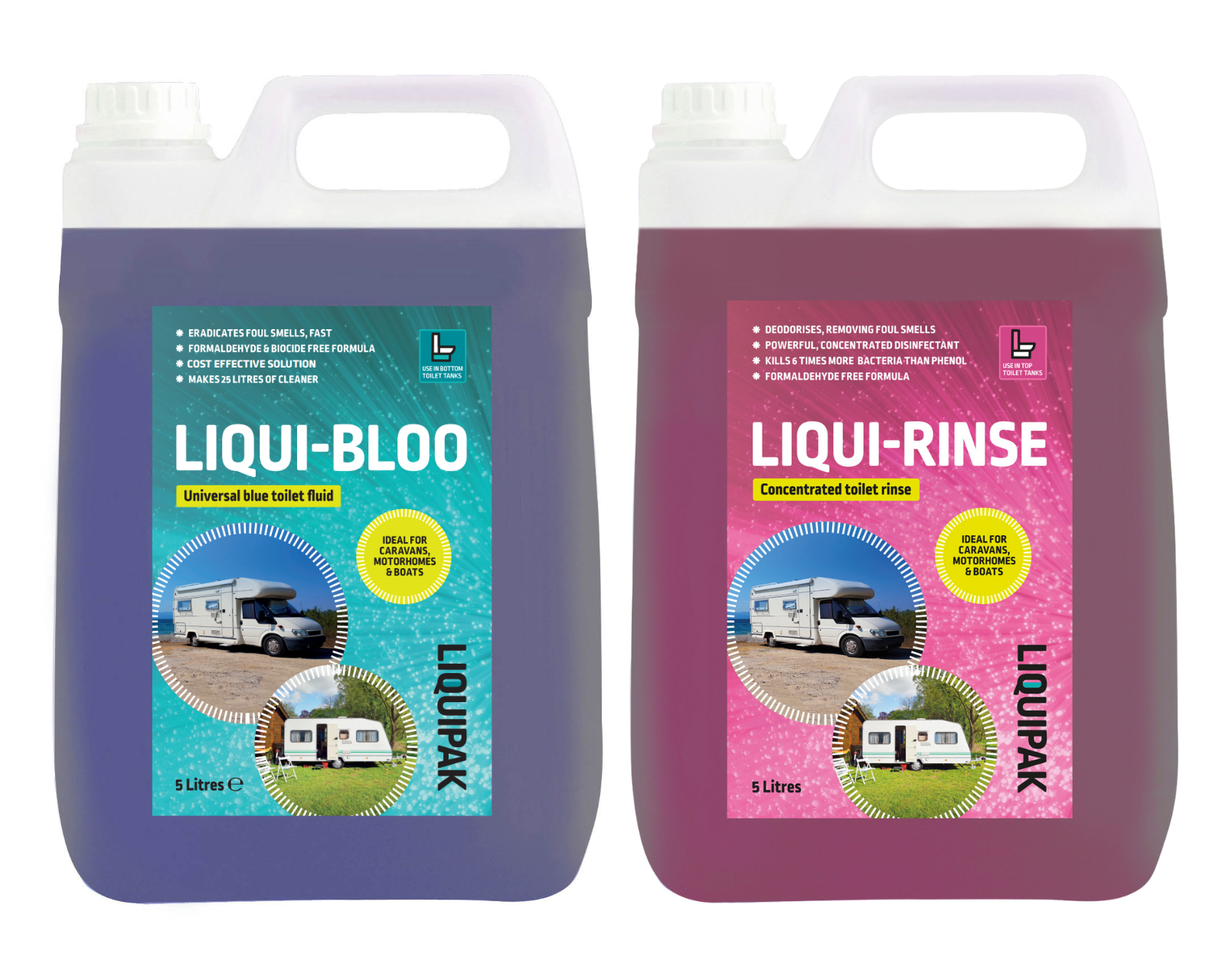 Liquipak - Liqui-Bloo & Liqui-Rinse | Toilet Chemicals for Caravan 10 Litres 