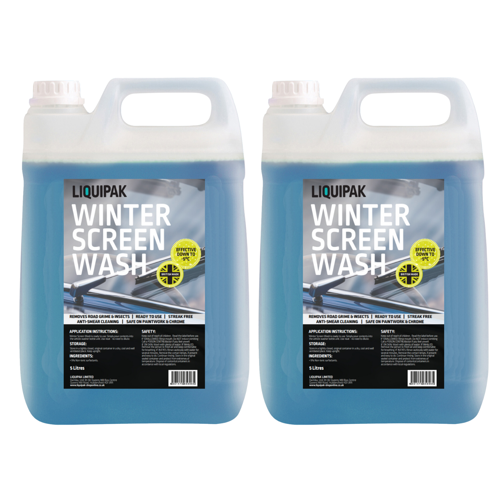 Liquipak Winter Screenwash - Ready to Use 5L, 10L, 20L Formula for Frost & Ice Removal