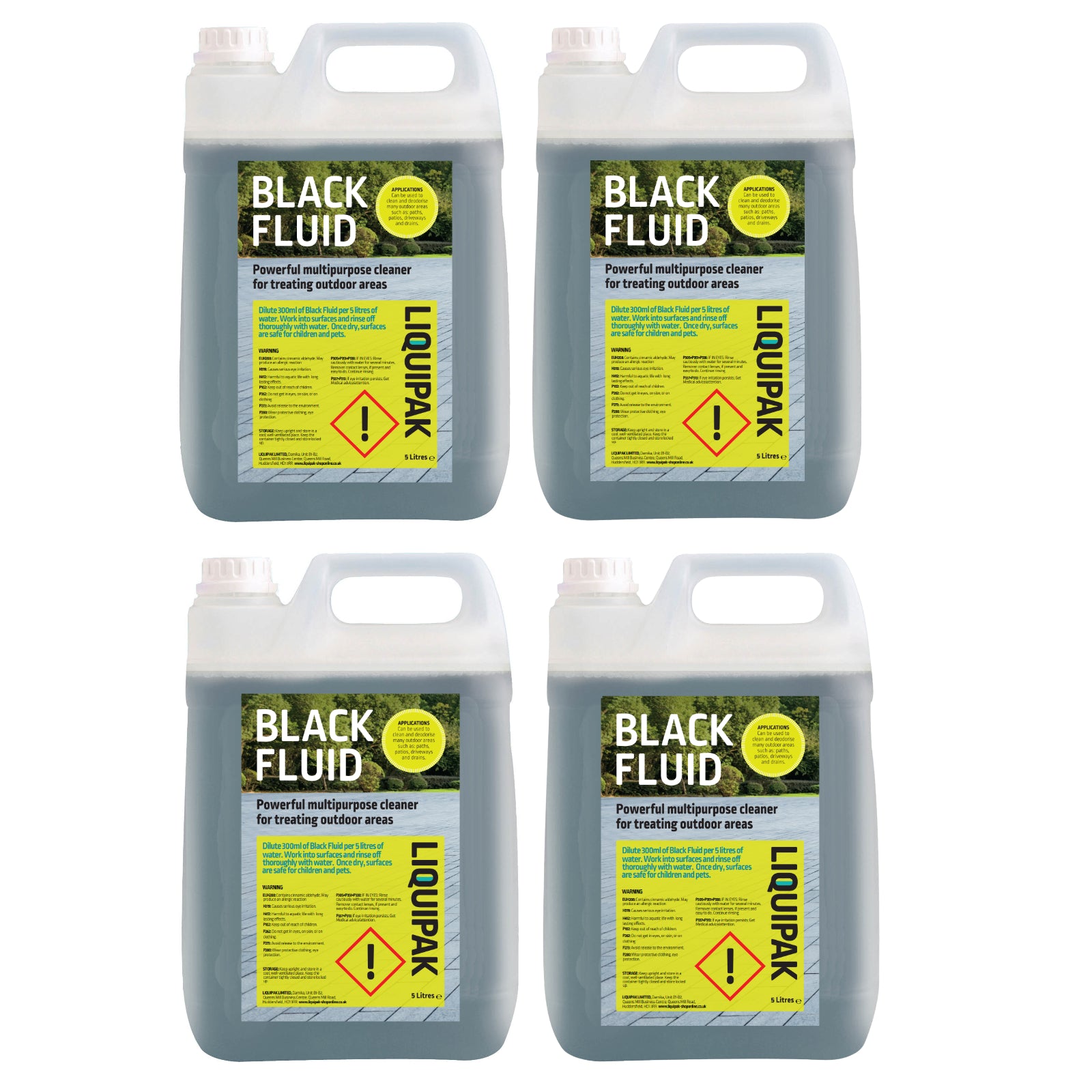 Black Fluid 4 x 5L Path & Patio Outdoor Cleaning Disinfectant | Liquipak