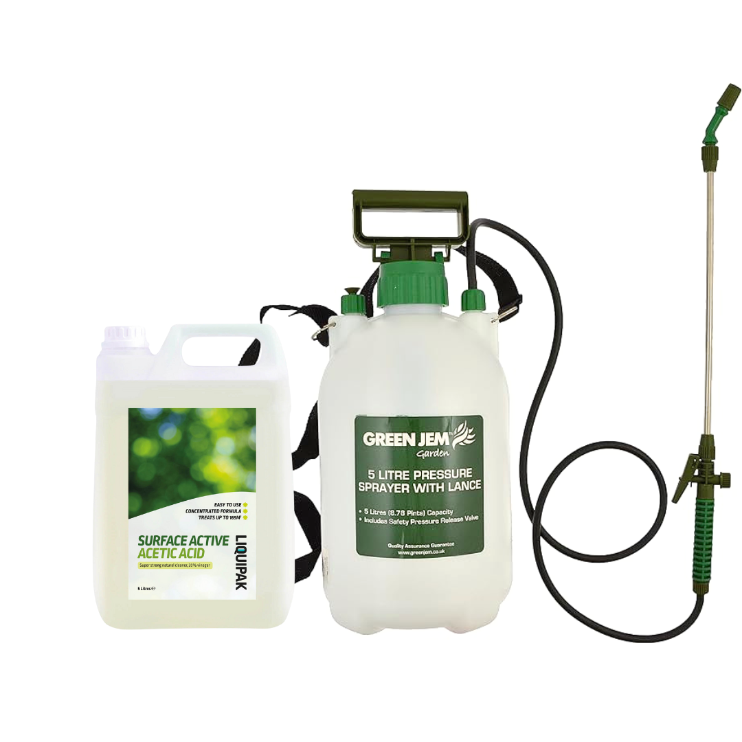 surface active acetic acid + pressure sprayer