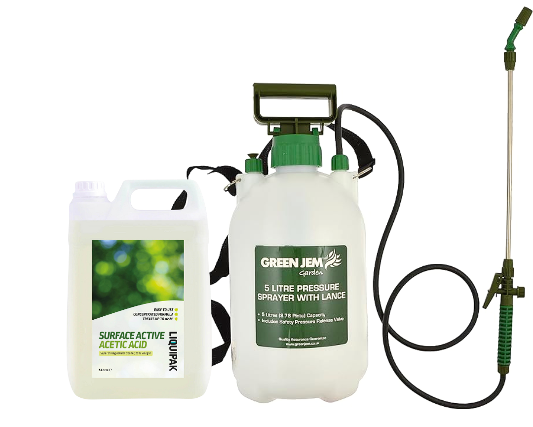 surface active acetic acid + pressure sprayer